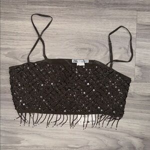 New Zara Sequin Crop Top